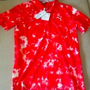 Puma Haight Barbados Cherry Tie Dye Red Polo Shirt